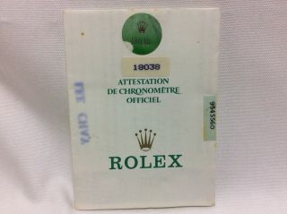 ROLEX 18038 Vintage Attestation De Chronometre Certificate 1986 Guarantee paper 2