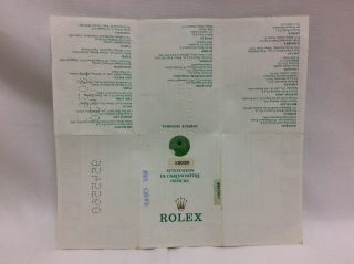 ROLEX 18038 Vintage Attestation De Chronometre Certificate 1986 Guarantee paper 6