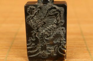 rare chinese old yak horn hand carved Guanyin dragon statue Snuff bottle gift 5