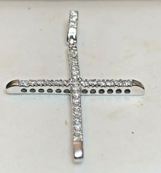 Vintage 14k White Gold Natural Diamond Cross Pendant Religious Christianity