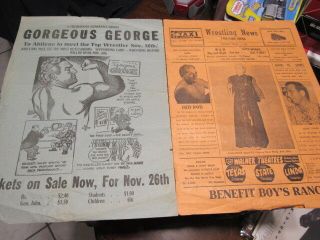 2 Early Vintage Wrestling Programs With Gorgeous George Good Shape For Age