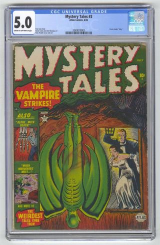 Mystery Tales 3 Cgc 5.  0 Vintage Marvel Atlas Comic Pre - Hero Horror Gold 10c