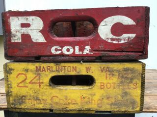 Four Antique Wooden Soda Crates - Brown’s,  7up,  RC Cola,  Coke (3) 7