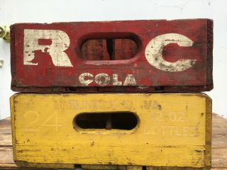 Four Antique Wooden Soda Crates - Brown’s,  7up,  RC Cola,  Coke (3) 8