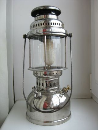 Antique Sweden Kerosene Lantern Gas Lamp Optimus 300 Brass Chrome Plated
