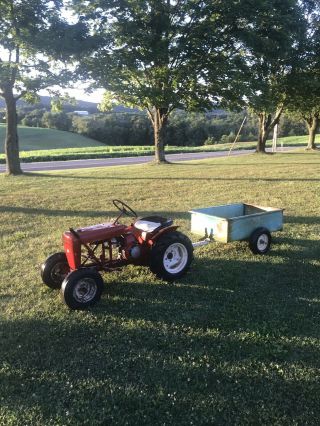 Rare 1958 or 59 Wheel Horse RJ Riding Mower Garden Tractor W/ Jackson Dump Cart 3