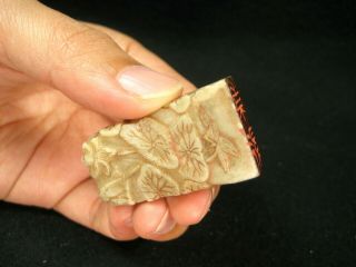 Vintage Japanese Showa Era (1930) Hand Carved Inkan Marble Name Stamp Peony