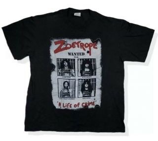 Vintage 87 Zoetrope Life Of Crime T Shirt Thrash 50/50 Single Stitch Large