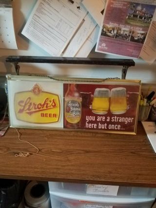 Vintage 60s Strohs Beer Light You are a Stranger here but Once 25 