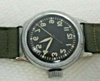 Rare Elgin Military Wrist Watch With Reverse Dial