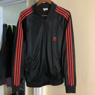 Vintage 80s 90s Adidas Large Xl Atp Keyrolan Trefoil Jacket Run Dmc Black Red