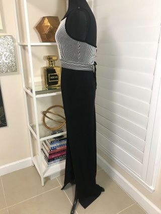 Women ' s Tadashi Vintage | White Striped Bodice Formal Gown in Black Size XS 2