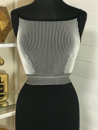Women ' s Tadashi Vintage | White Striped Bodice Formal Gown in Black Size XS 5