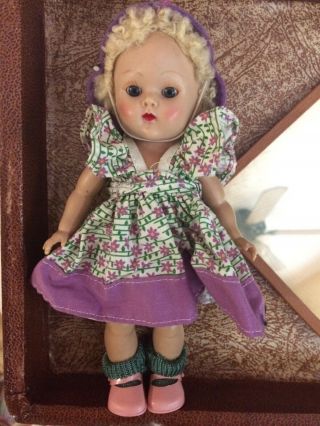 vintage vogue ginny doll with floral dress matching bloomers,  hat socks shoes 3