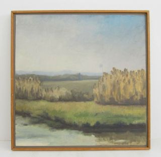 B.  Gutman Signed Vtg 1979 Impressionist Plein Air Landscape Oil Painting 17x17