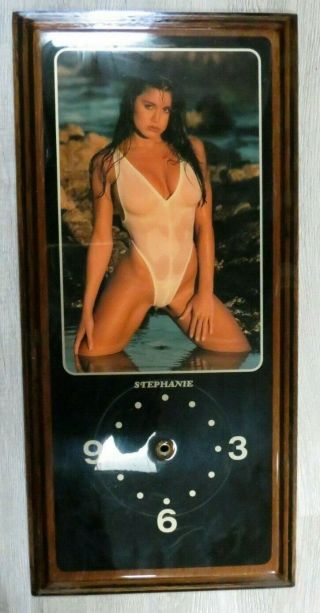 Snap On Vintage Pin Up Girl Wall Clock Stephanie Plaque Read Desc