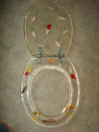 Vintage Fishing Lures Hooks Tackle Standard Toilet Seat Lucite Resin Acrylic 2