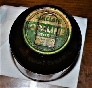 Vtg 1940s Wwii Sinclair Opaline Motor Oil 1 Qt Jar Full Glass Bottle