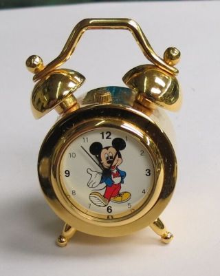 Rare,  Vintage Disney Mickey Mouse Miniature Brass Alarm Clock