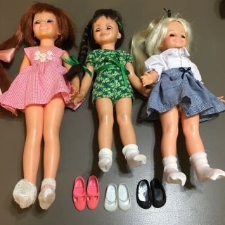 3 Vtg Ideal Crissy Dolls Hair That Grows Redhead Blonde Brunette Clothes/shoes