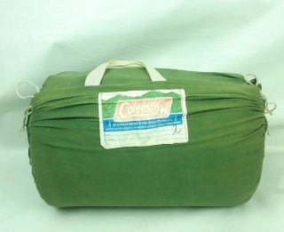 Vintage 60s 70s Coleman Duck Fish Tent Hunting Flannel Green Red Sleeping Bag 2