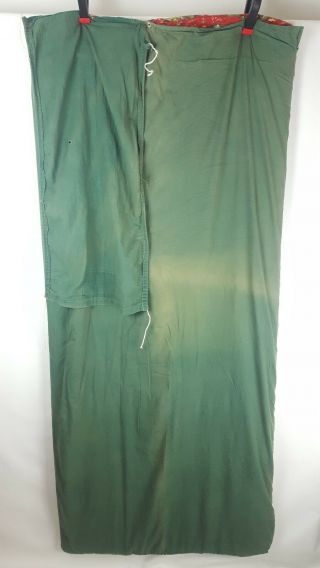 Vintage 60s 70s Coleman Duck Fish Tent Hunting Flannel Green Red Sleeping Bag 3