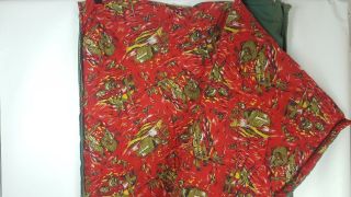 Vintage 60s 70s Coleman Duck Fish Tent Hunting Flannel Green Red Sleeping Bag 5