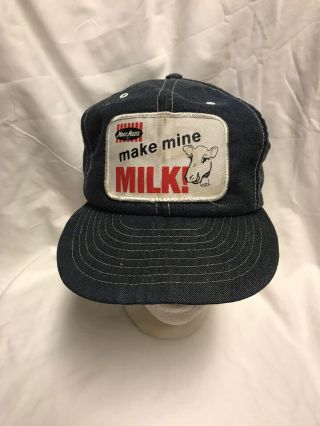 Rare Vtg Moormans Denim Snapback Trucker Milk Farm Farming Usa Hat Cap