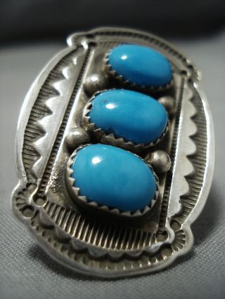 Giant Vintage Navajo Domed Turquoise Sterling Silver Ring