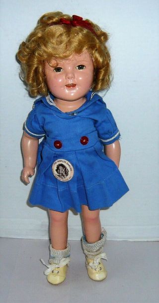 Vintage Ideal Shirley Temple Composition Doll W/tagged Dress & Pin