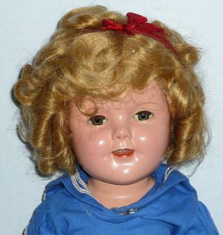 VINTAGE IDEAL SHIRLEY TEMPLE COMPOSITION DOLL W/TAGGED DRESS & PIN 2