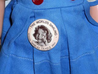 VINTAGE IDEAL SHIRLEY TEMPLE COMPOSITION DOLL W/TAGGED DRESS & PIN 3