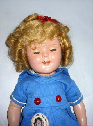 VINTAGE IDEAL SHIRLEY TEMPLE COMPOSITION DOLL W/TAGGED DRESS & PIN 4