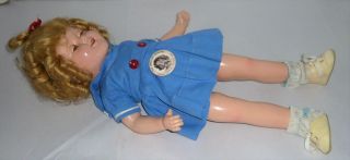 VINTAGE IDEAL SHIRLEY TEMPLE COMPOSITION DOLL W/TAGGED DRESS & PIN 8