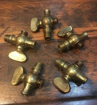 All 5 Brass Valve Blow Off Petcock Hit Miss Gas Engine Tractor 1/8” Vintage Nos
