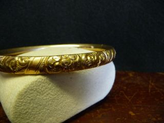 Vintage Victorian Gold Filled 1/20th 12k Large Bangle Bracelet Floral Pattern