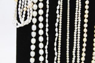 10 x Vintage.  925 Sterling Silver PEARL NECKLACES inc.  Graduated,  1950s (310g) 3