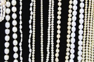 10 x Vintage.  925 Sterling Silver PEARL NECKLACES inc.  Graduated,  1950s (310g) 4