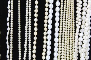 10 x Vintage.  925 Sterling Silver PEARL NECKLACES inc.  Graduated,  1950s (310g) 5