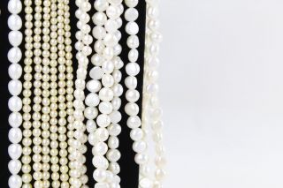 10 x Vintage.  925 Sterling Silver PEARL NECKLACES inc.  Graduated,  1950s (310g) 7