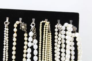 10 x Vintage.  925 Sterling Silver PEARL NECKLACES inc.  Graduated,  1950s (310g) 8
