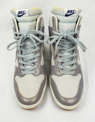 Nike Dunk Sky Hi Vintage White Metallic Wedge Shoes 543257 - 001 Women ' s Sz 10 3