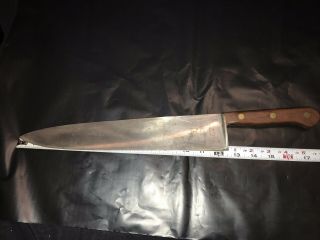 Vintage Lamson & Goodnow Carbon Steel Chef Knife 12.  5” Blade Overall 18” Tang