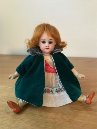 Stunning 7” Rare Antique German Bisque Mignonette Doll in Fine Outfit 2