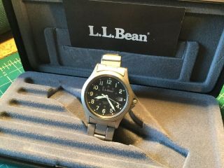 Ll Bean Field Watch (1995 Vintage) Black Face,  Stainless Steel Band.