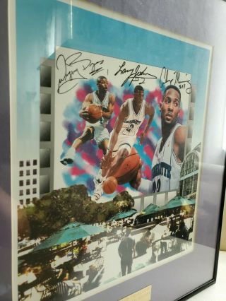 Vintage Charlotte Hornets Autograph Picture Muggsy Bogues Lj Alonzo Mourning