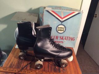 Chicago Custom Roller Skates Vintage Hyde Mens Size 10 Black Leather