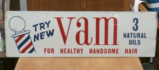 Vam Barber Shop Sign Vintage Metal For Healthy Handsome Hair Flange Razor Pole