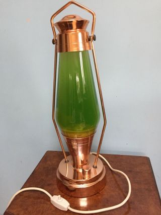 Vintage Crestworth Green Mathmos Lava Lamp Copper Miners Style Light