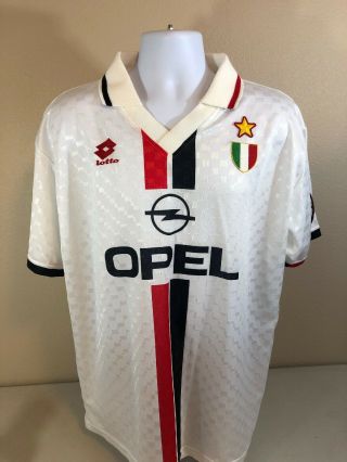 Rare Vintage A.  C.  Milan 18 Roberto Baggio Opel Soccer Jersey Mens Xl White